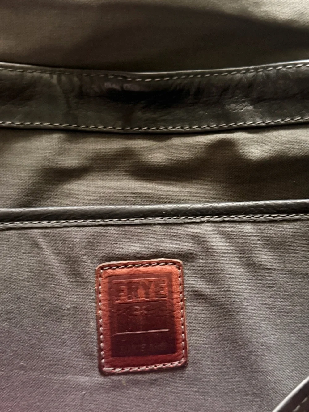 Frye Brown and Black Leather Messenger Bag